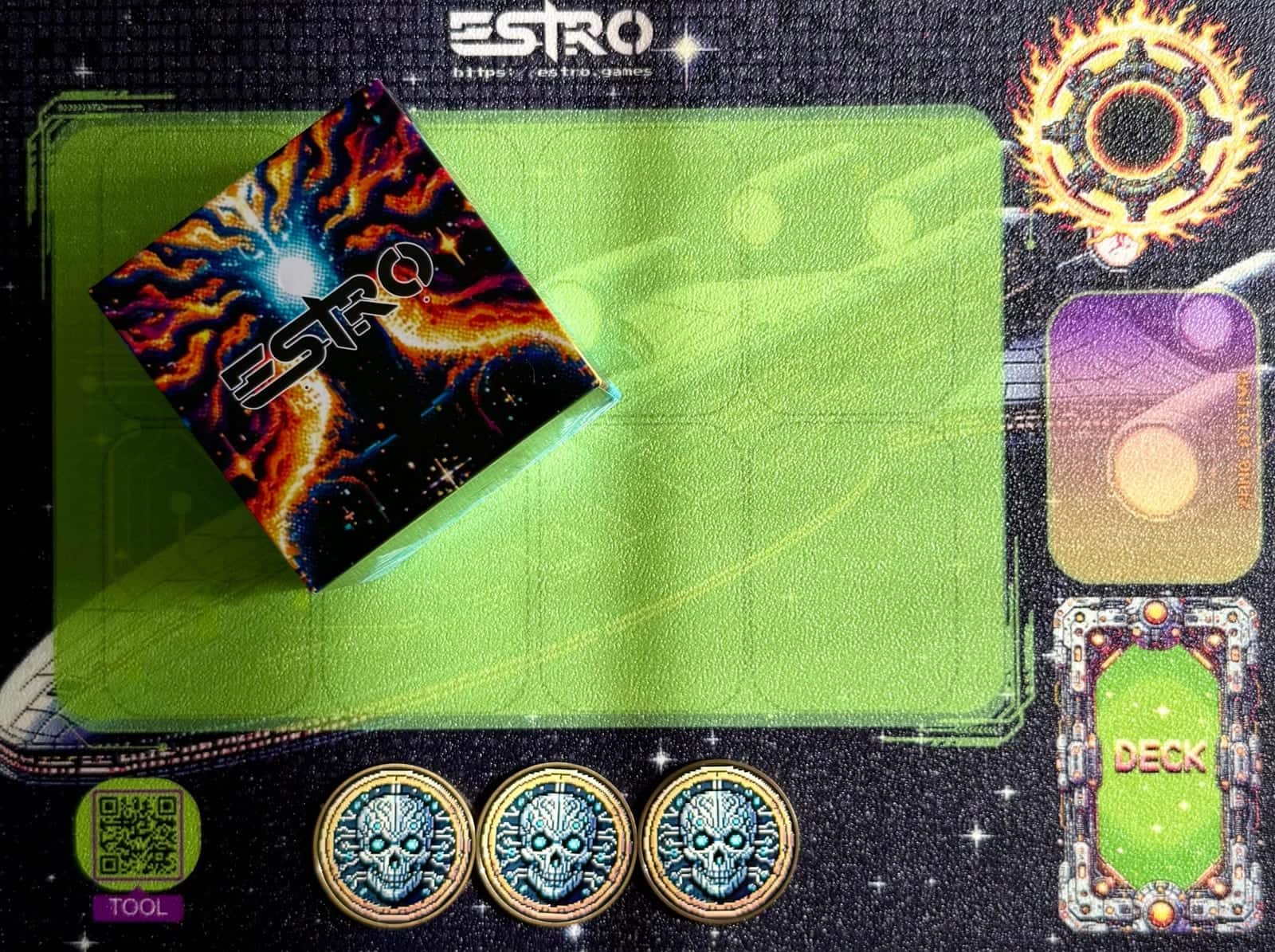 GIOCO DI CARTE ESTRO + 3 NECROTOKEN + TAPPETINO