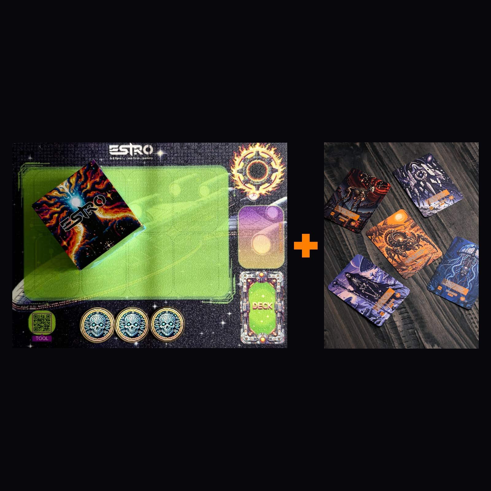 GIOCO DI CARTE ESTRO + 3 NECROTOKEN + TAPPETINO + 5 CARTE HALLOWEEN 2026